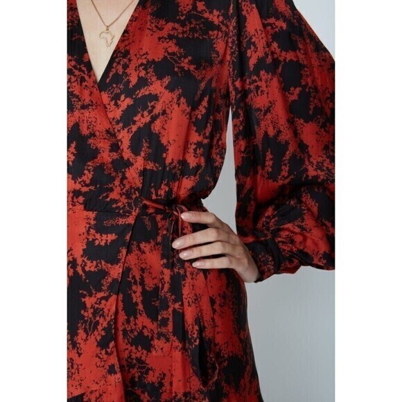 Caballero Maxi Wrap Dress Silk Blend Red/Black Plus Size 1X Holidays‎ Party - Picture 3 of 10